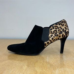 Cole Haan Leopard Calf Hair and Suede Skinny Heel Bootie Size 11